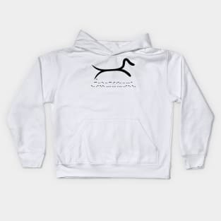 Minimalist Dachshund with morse code Kids Hoodie